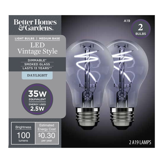 Better Homes & Gardens A19 Vintage LED Light Bulb, 35W Eqv, Dim ...