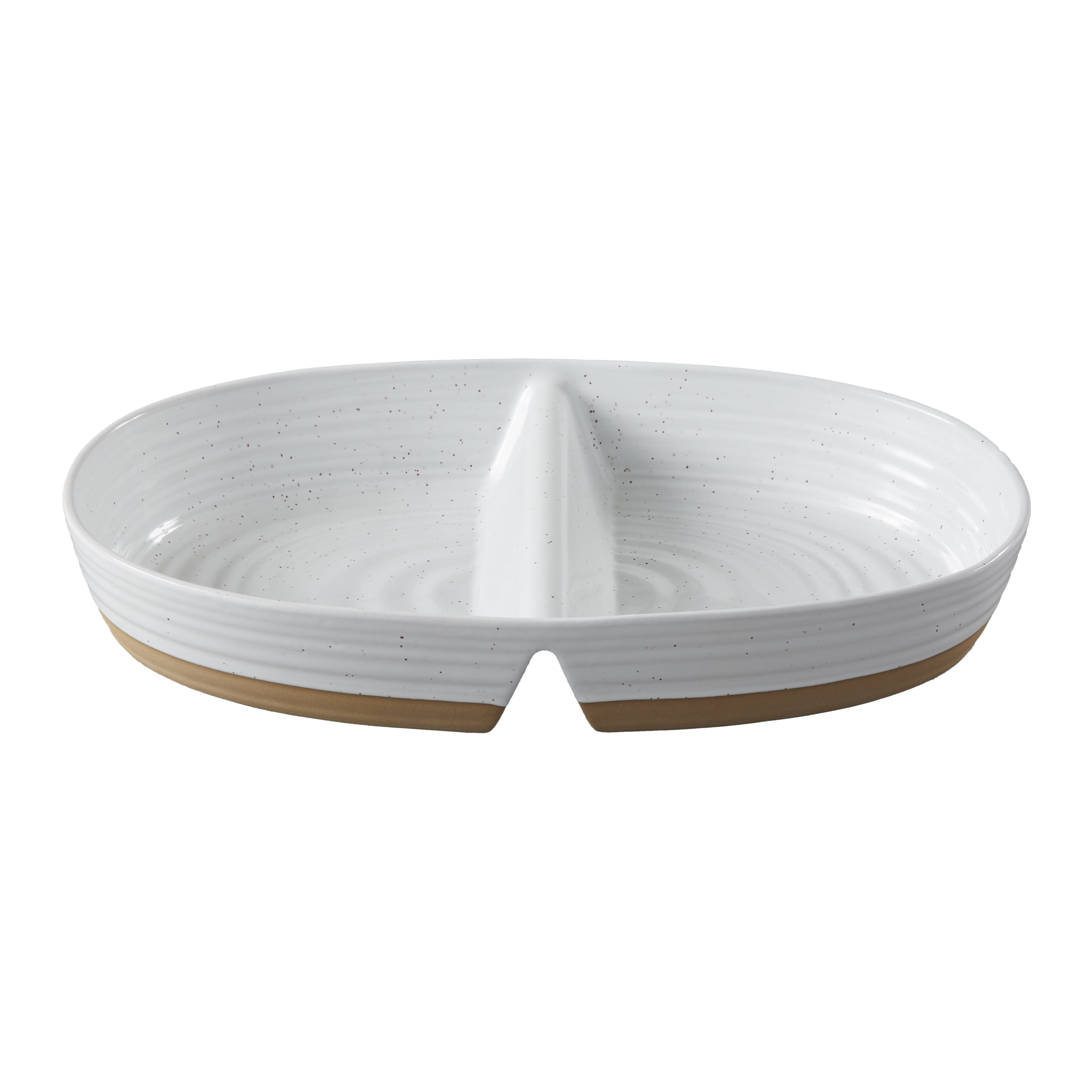 Exposed Clay Stoneware Divided Serving Tray