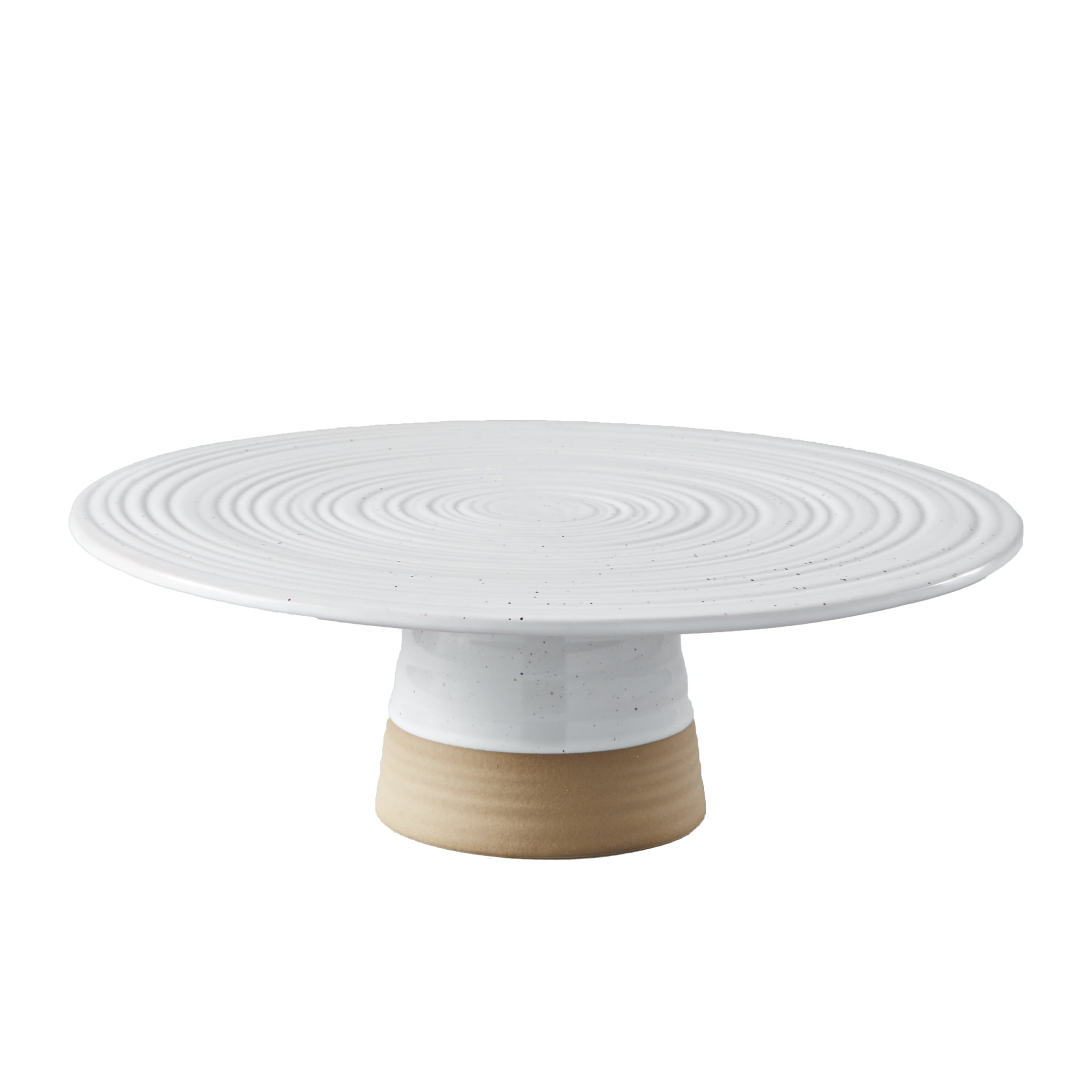 Better Homes & Gardens Abbott Exposed Clay Stoneware Pedestal Cake Stand, White Speckled, 3.52lbs, 12.24 in width - Walmart.com