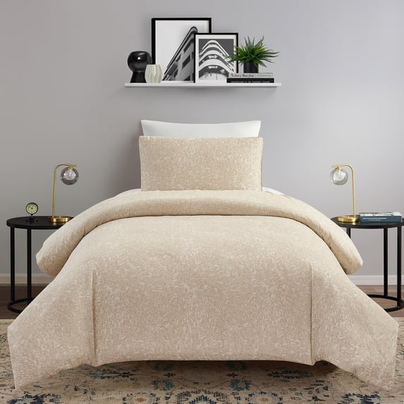 Better Homes & Gardens Abstract Chenille 2-Piece Comforter Set, Tan, T/TXL