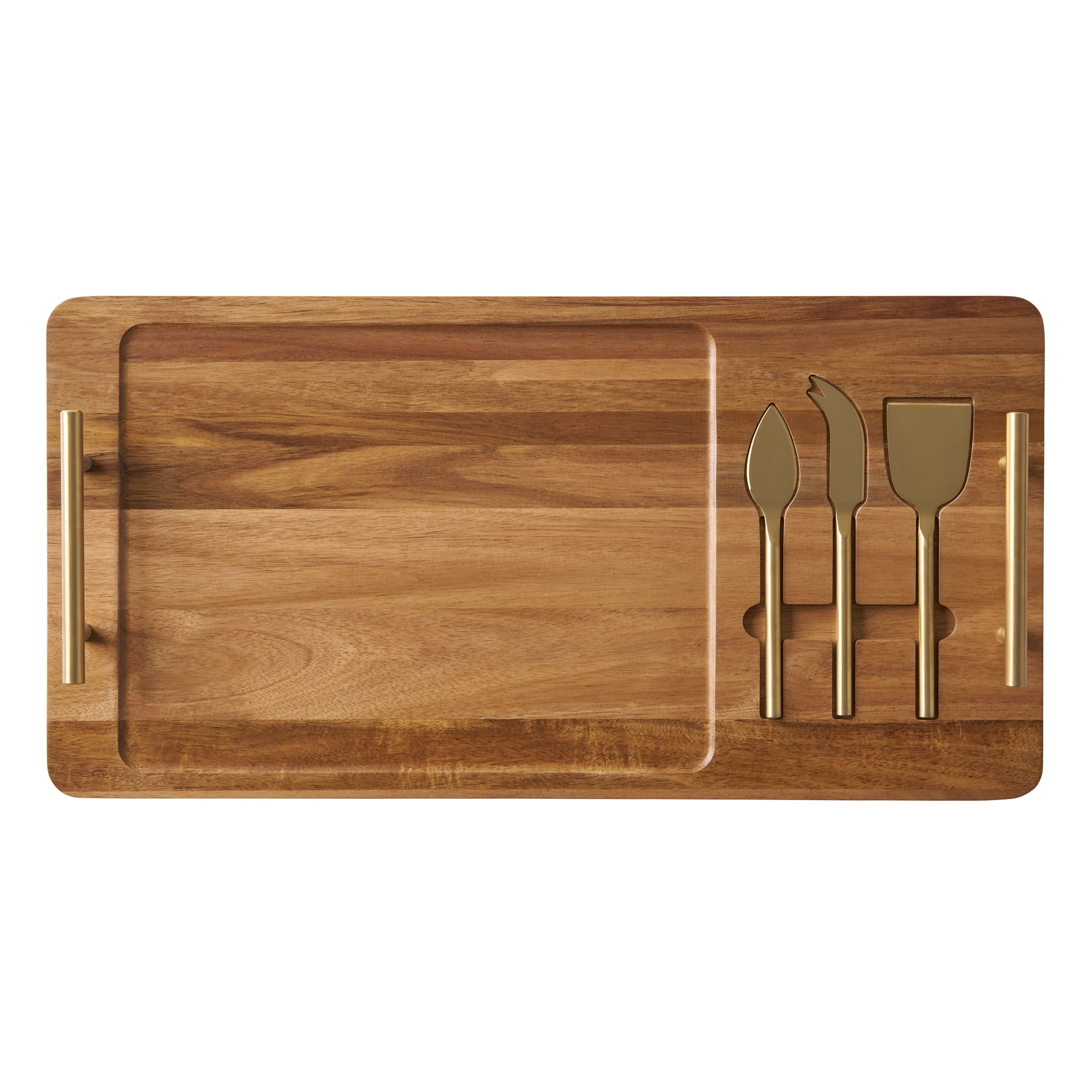 Better Homes & Gardens, Acacia Board with Cheese Tools, 22 W x 11.22 D x 1.96 H in, Kitchen