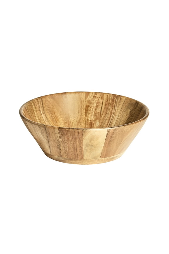 - Acacia Wood Large Angled Serving Bowl, Natural Finish