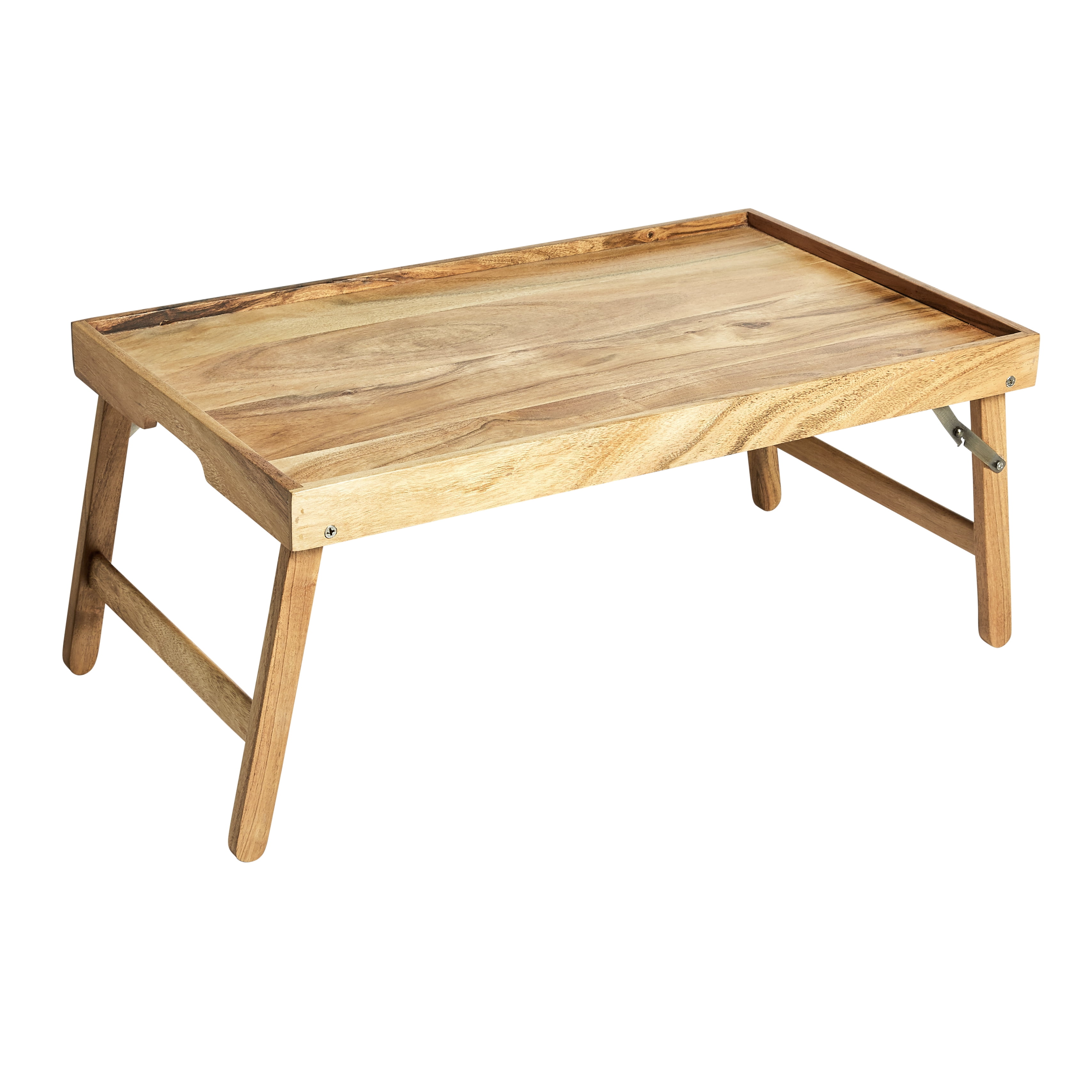 StoreSmith Folding Acacia Tray Table with Removable Tray