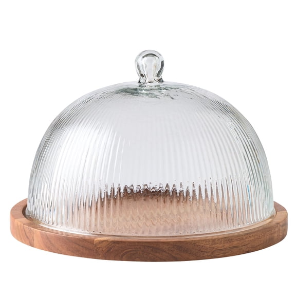 Better Homes & Gardens Acacia Wood Serving Board with Glass Dome Lid, 2-Piece