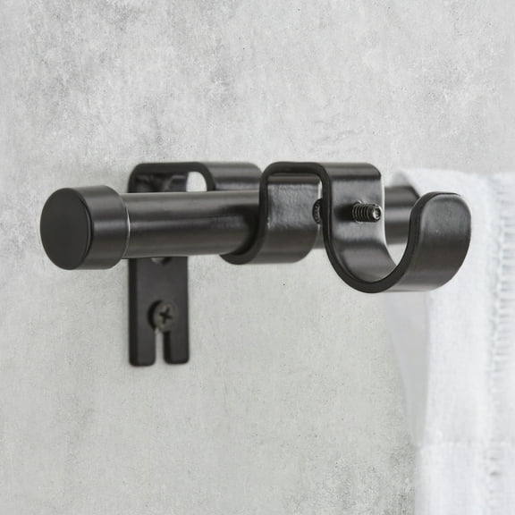 Better Homes & Gardens 5/8" Matte Black Adjustable Add-On Curtain Rod Kit, 32-120"