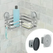 Better Homes & Gardens Adhesive or Suction Mount L-Shape Steel Shower Storage Basket, Satin Nickel