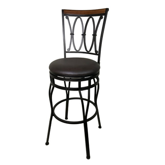 Better Homes & Gardens Adjustable 24" or 29" Brown PU Leather Swivel Barstool
