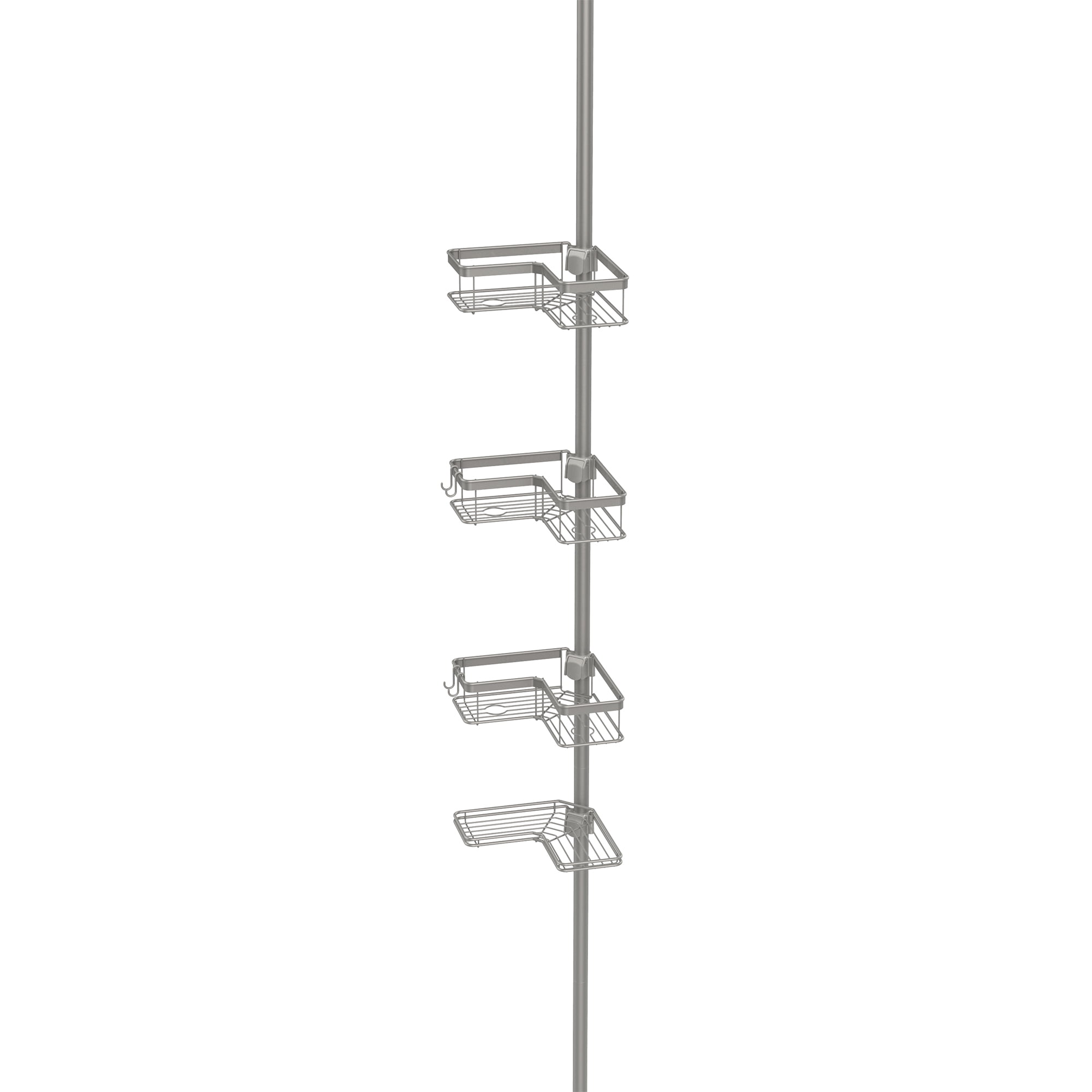 Style Selections Satin Nickel Steel 4-Shelf Tension Pole Freestanding  Shower Caddy 10.5-in x 8.5-in