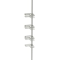 Better Homes & Gardens Adjustable Tension Steel Shower Pole Caddy, 4 Shelves, Satin Nickel