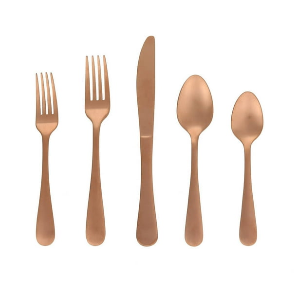 Better Homes & Gardens Alder 20 Piece Flatware Set Rose Gold Matte
