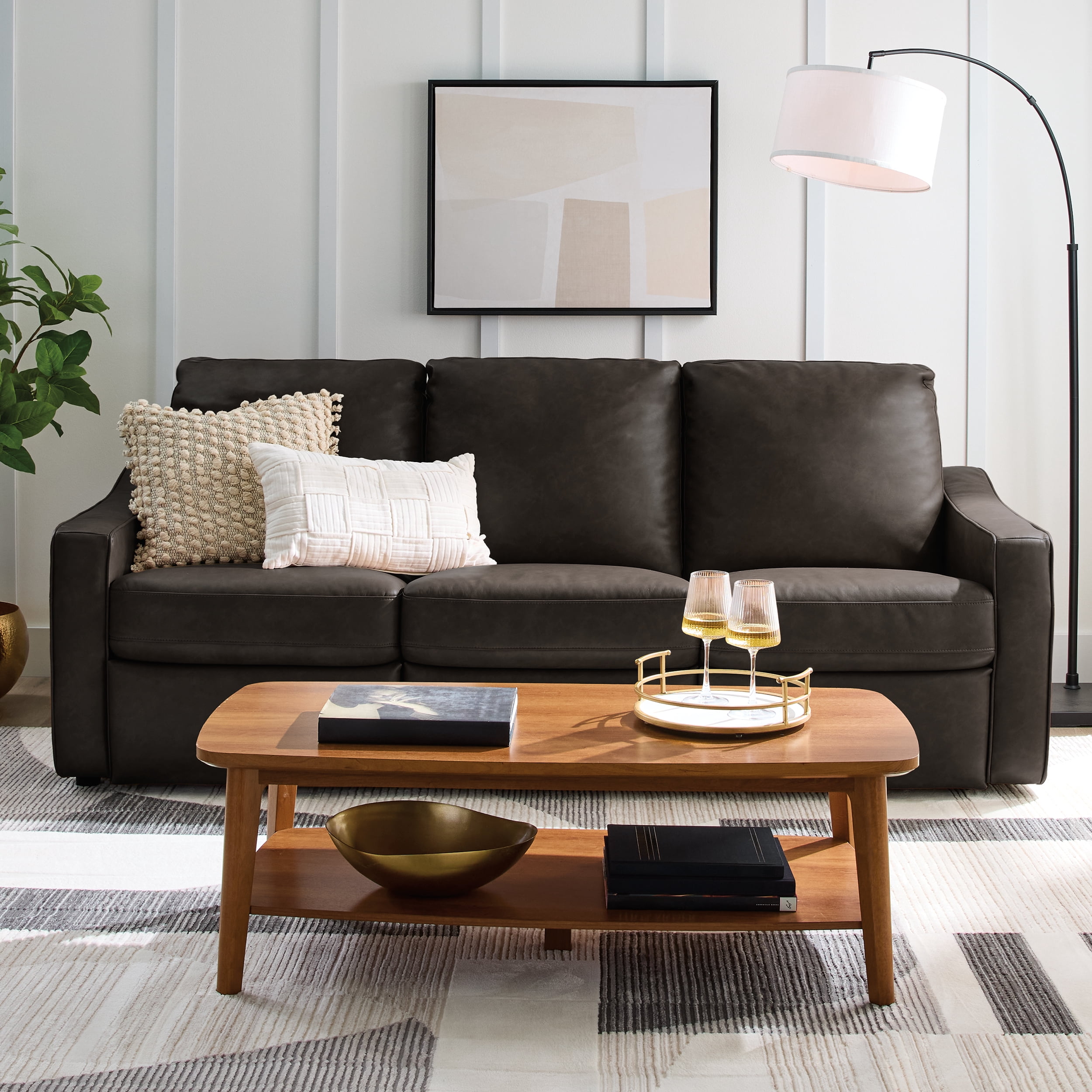 Better Homes & Gardens Allen 77" Powered Reclining Sofa, Dark Espresso Faux Leather