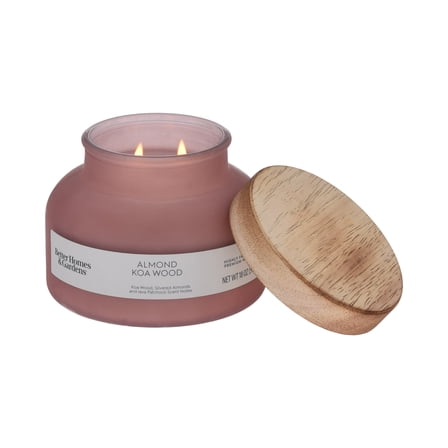 Better Homes and Gardens Almond Koa Wood Scented 2-Wick Frosted Jar Candle 18oz.
