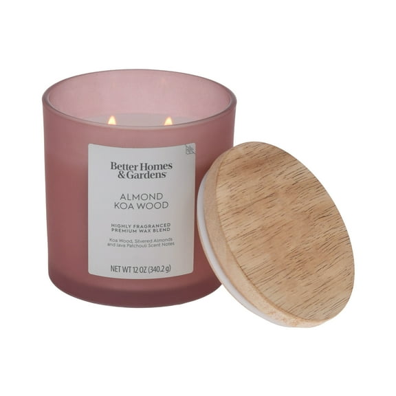 Better Homes and Gardens Almond Koa Wood Scented 2-Wick Frosted Jar Candle 12oz.