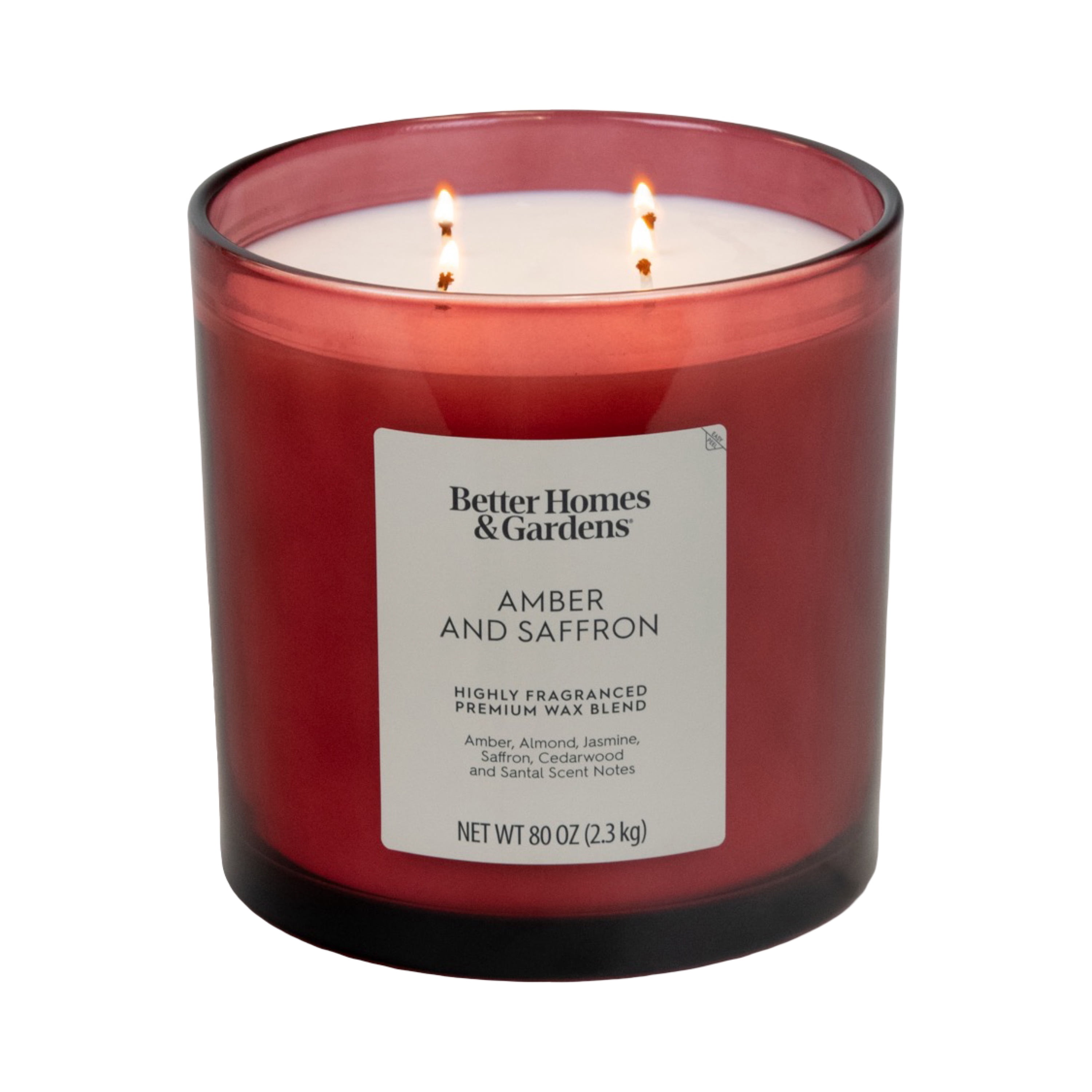 Better Homes & Gardens Amber and Saffron Scented 4-Wick Large Oversized Jar Candle 80oz.