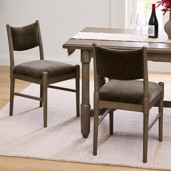 Better Homes & Gardens Ambrose Dining Chairs, Coffee Velvet & Latte Oak Finish, Set of 2