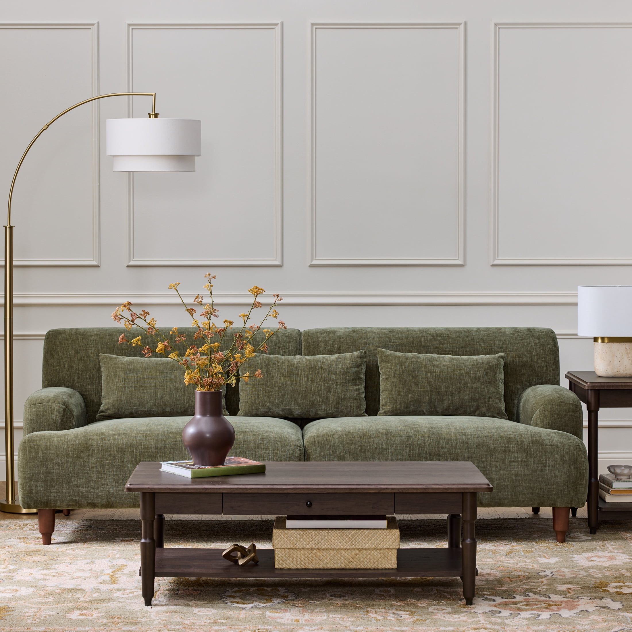 Better Homes & Gardens Ambrose Sofa, Forest Green velvet