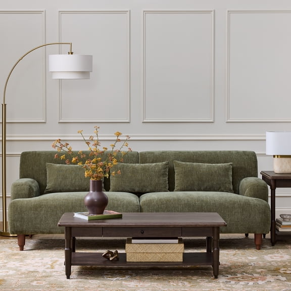Better Homes & Gardens Ambrose Upholstered Sofa, Forest Green Velvet