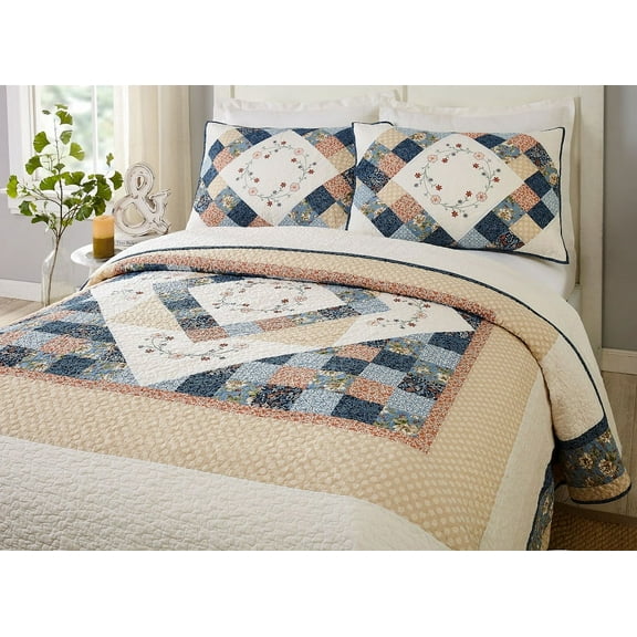Better Homes & Gardens Americana Cotton Quilt, Beige, King, All Ages