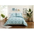 thumbnail image 1 of Better Homes & Gardens Aqua Velvet Medallion Cotton Quilt, Full/Queen, 1 of 8