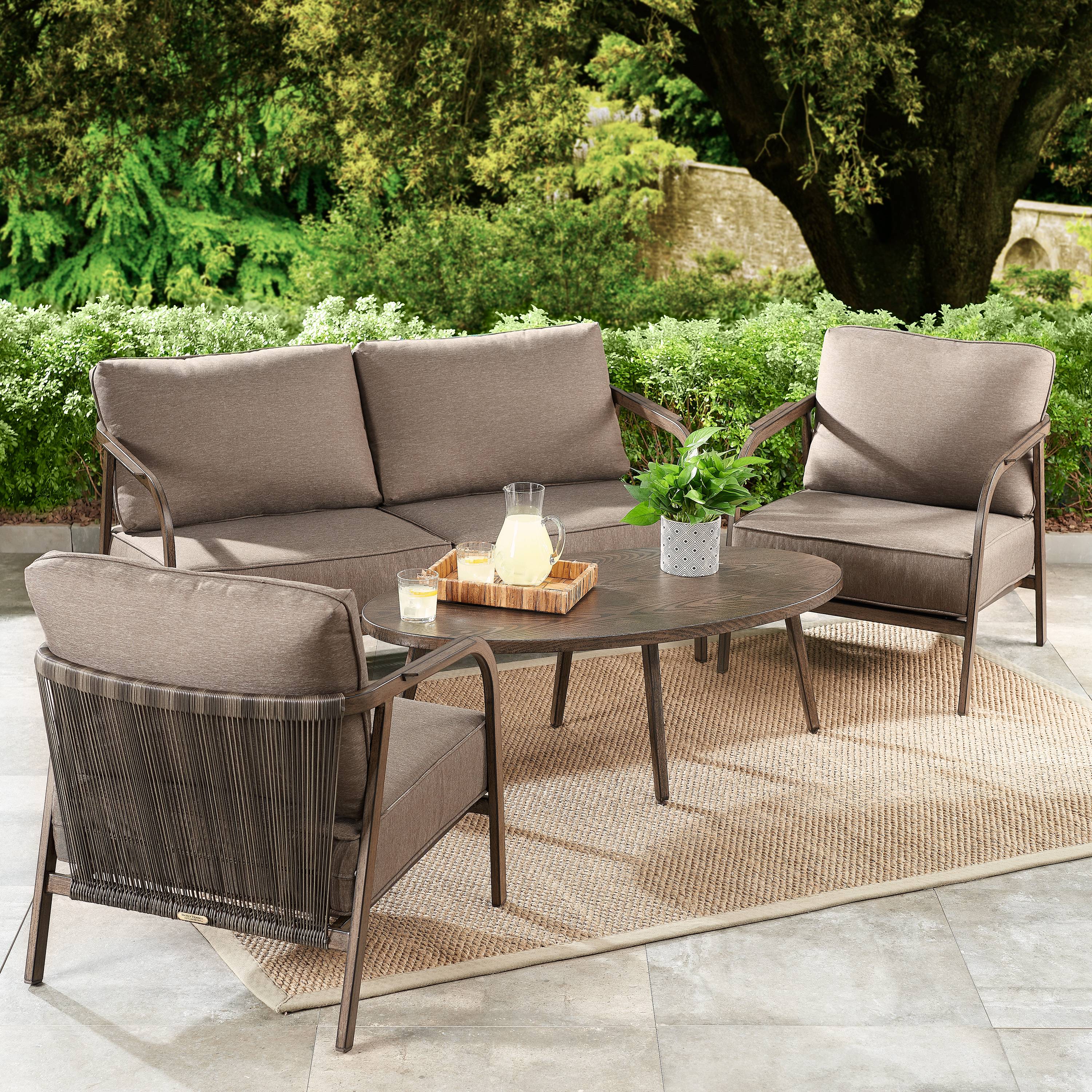 Better Homes & Gardens Arlo 4-Piece Patio Loveseat Set with Beige Cushions - image 1 of 8