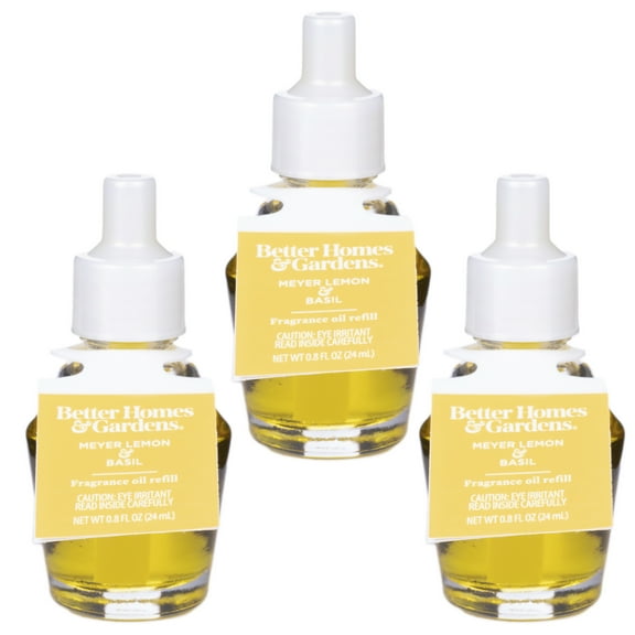 Better Homes & Gardens Aroma Accents Oil Refill 24 mL (3-Pack), Meyer Lemon Basil