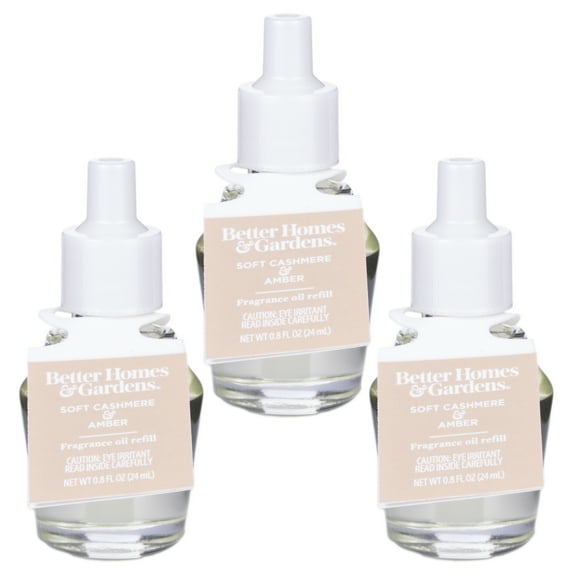 Better Homes & Gardens Aroma Accents Oil Refill 24 mL (3-Pack), Soft Cashmere Amber