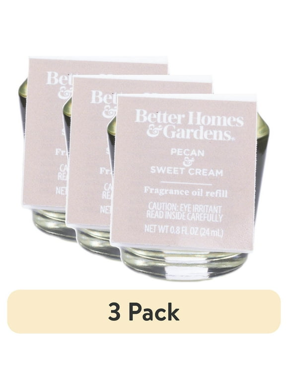 (3 pack) Better Homes & Gardens Aroma Accents Oil Refill 24 mL, Pecan & Sweet Cream