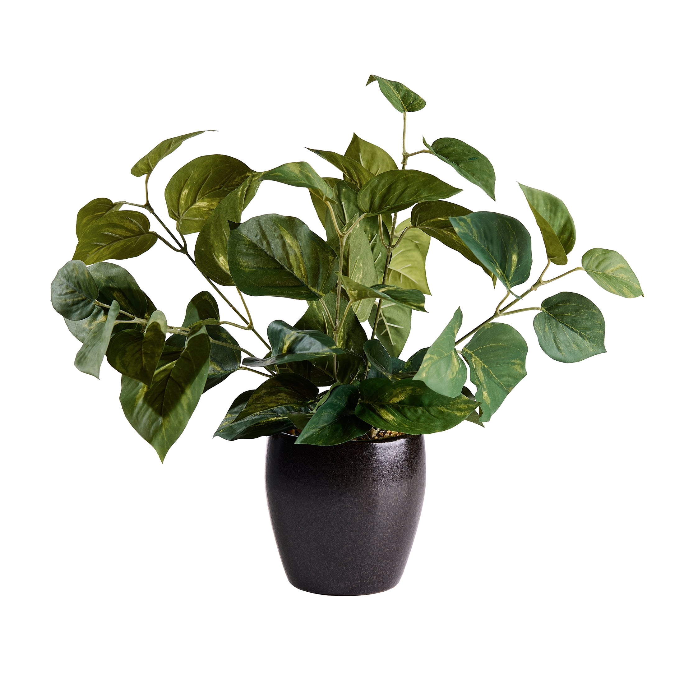Better Homes & Gardens Artificial Dieffenbachia in Dark Brown Ceramic Planter, 12 in