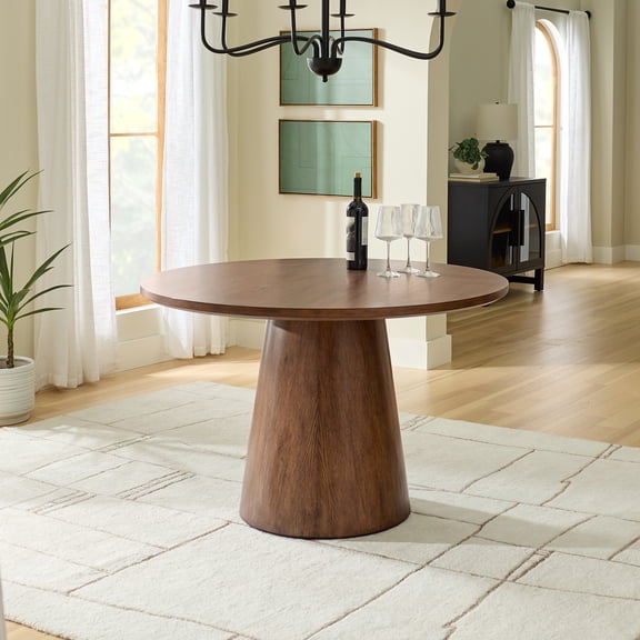 Better Homes & Gardens Ashby Dining Table with Walnut Finish and Pedestal Base