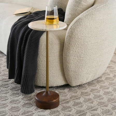 Better Homes & Gardens Aster Drink Table, White Marble