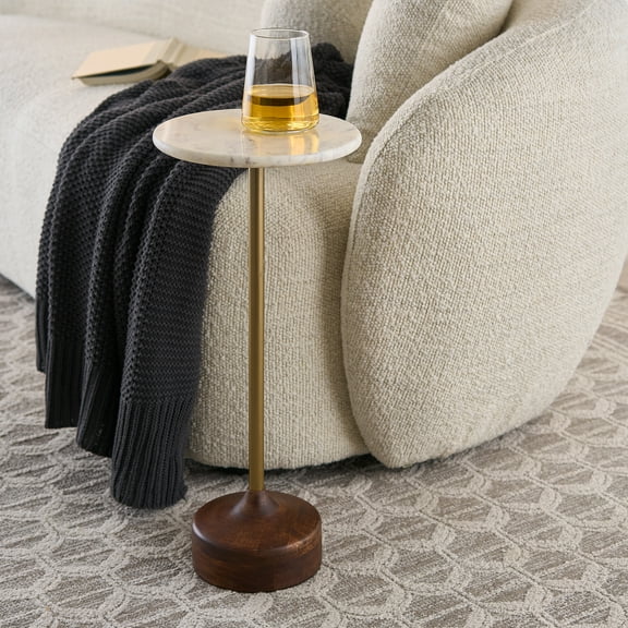 Better Homes & Gardens Aster Drink Table, White Marble