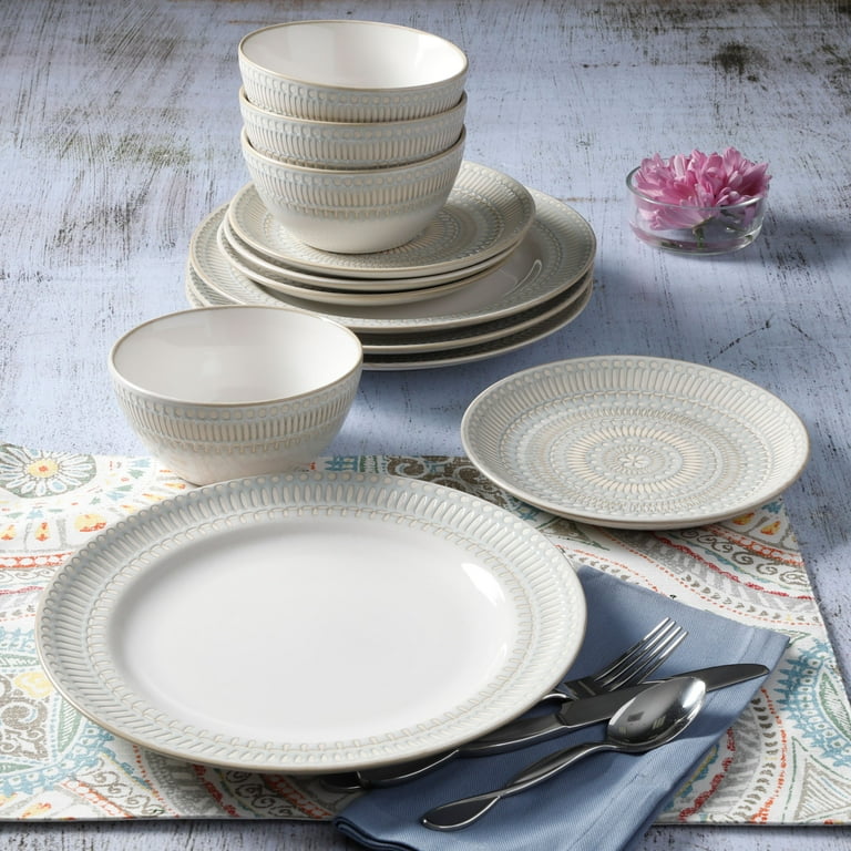 Better Homes Gardens 12-Piece Taupe Stoneware Dinnerware Set