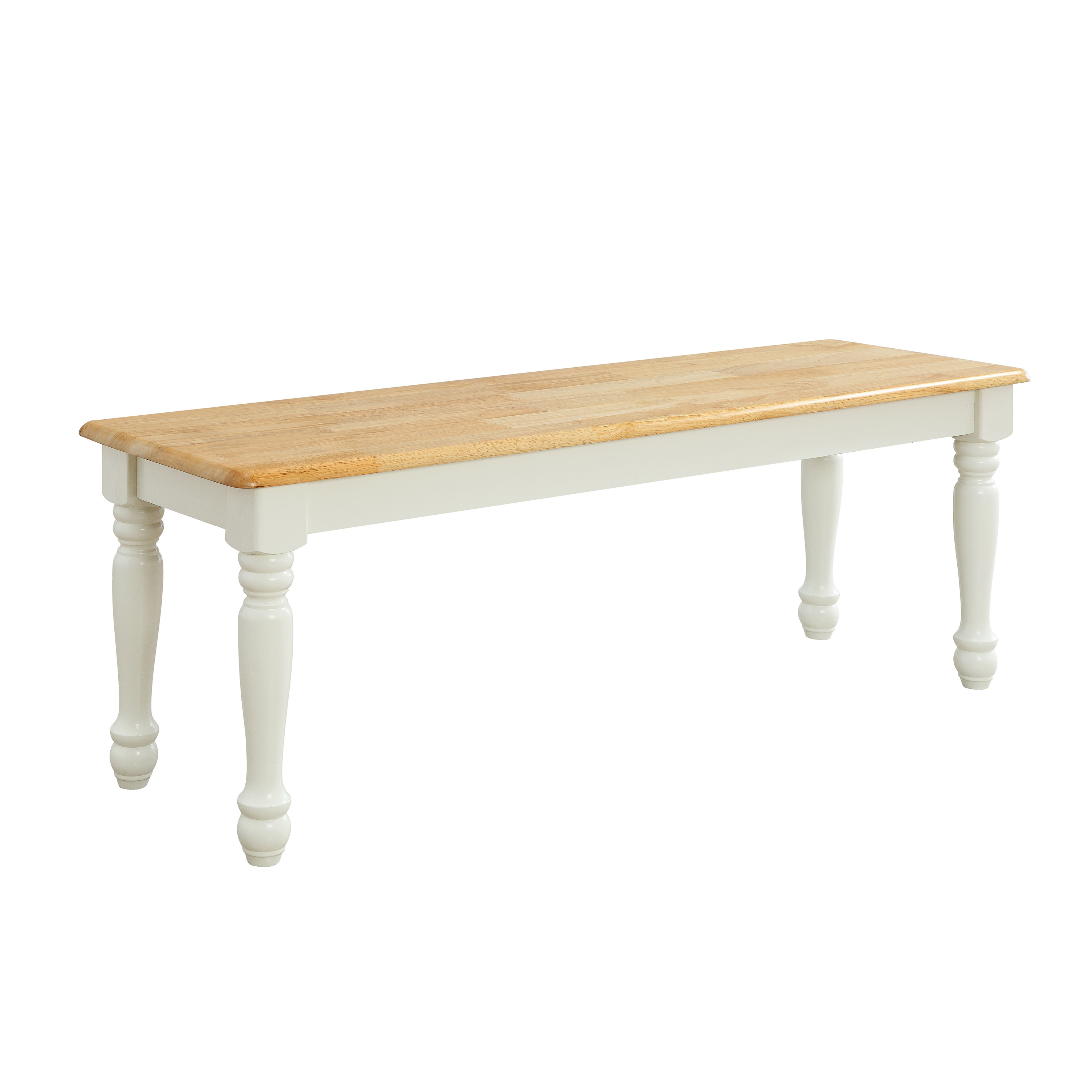 Better Homes & Gardens Autumn Lane Farmhouse Solid Wood Dining Bench, White and Natural Finish - image 1 of 6