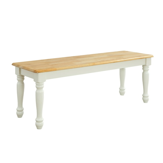 Better Homes & Gardens Autumn Lane Farmhouse Solid Wood Dining Bench, White and Natural Finish