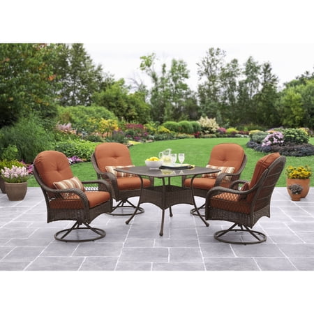 Better Homes & Gardens Azalea Ridge 5 Pcs Steel Patio Dining Set with Cushions, Brown/Soft