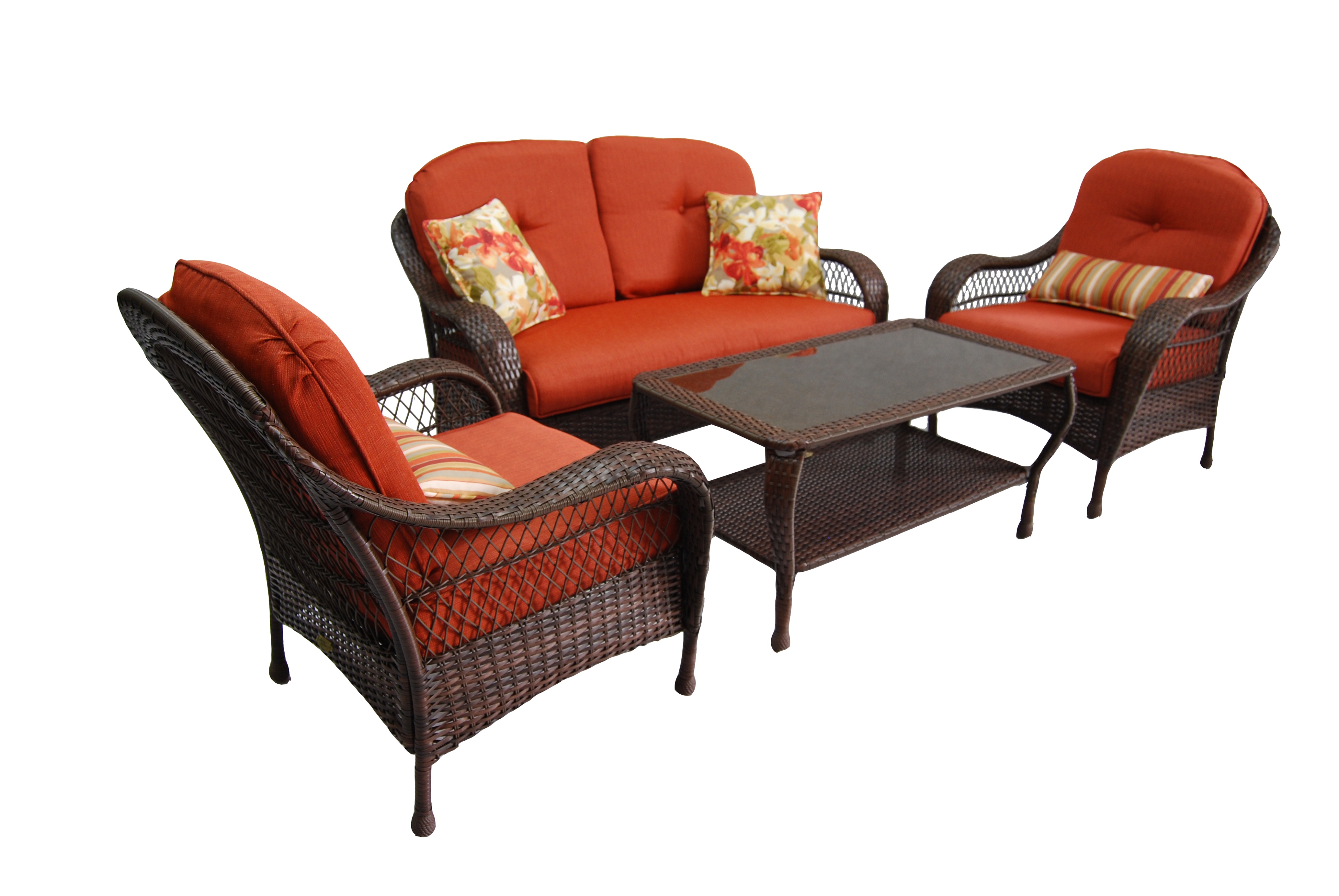 Better Homes & Gardens Azalea Ridge Outdoor Conversation Set with Orange Cushions - image 1 of 13