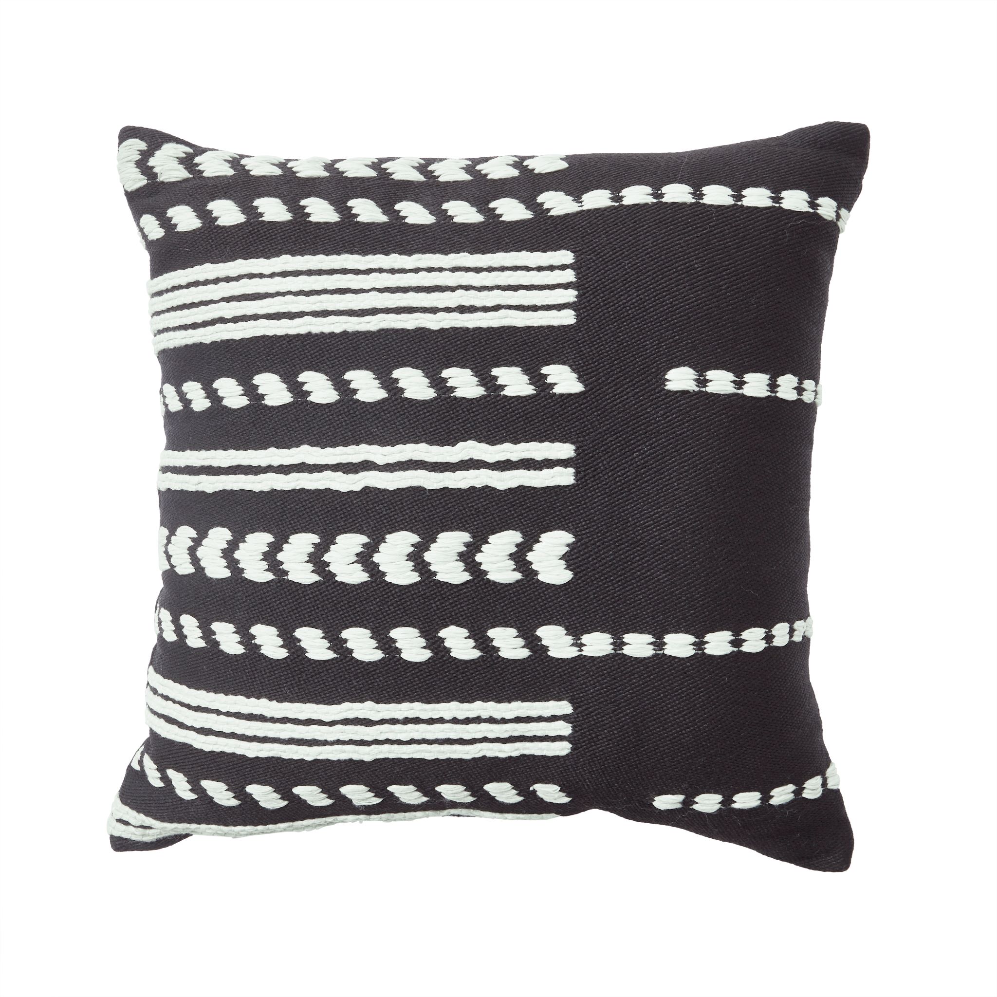 Better Homes & Gardens B&W Stripe Outdoor Throw Pillow, 19" x 19" Square - image 1 of 5