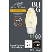 Better Homes & Gardens B10 Decorative LED Flicker Flame Light Bulb, E12 Candelabra Base (2 Pack)