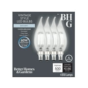 Better Homes & Gardens B10 Vintage LED Light Bulb, 5.5 Watts (60W Equivalent), Daylight, E12, Dimmable, 4 Pack