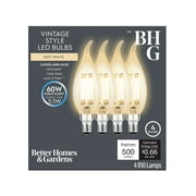 Better Homes & Gardens B10 Vintage LED Light Bulb, 5.5 Watts (60W Equivalent), Soft White, E12, Dimmable, 4 Pack