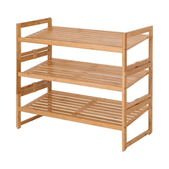 Better Homes & Gardens 3-Tier Bamboo Shoe Rack for Shoe Storage, Holds up to 9 Pairs, 28.66 in Wx 13.18 in Dx 23.8 in H