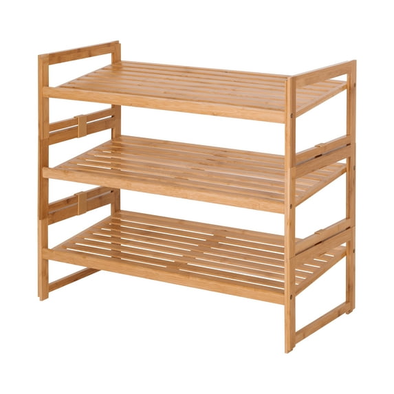 Better Homes & Gardens 3-Tier Bamboo Shoe Rack for Shoe Storage, Holds up to 9 Pairs, 28.66 in Wx 13.18 in Dx 23.8 in H