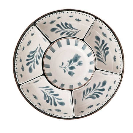 Better Homes & Gardens Bamboo Melamine Chip and Dip Tray, Blue