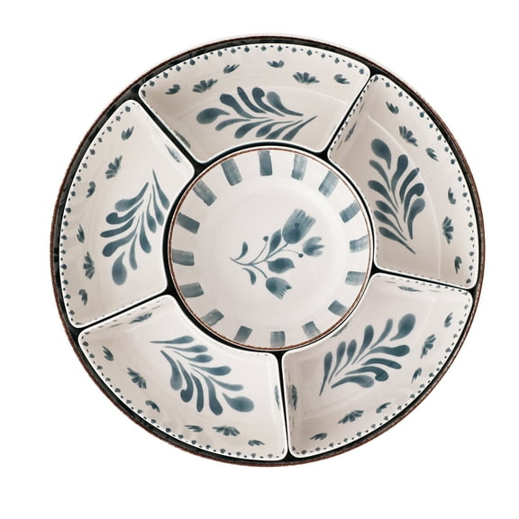 Better Homes & Gardens Bamboo Melamine Chip and Dip Tray, Blue