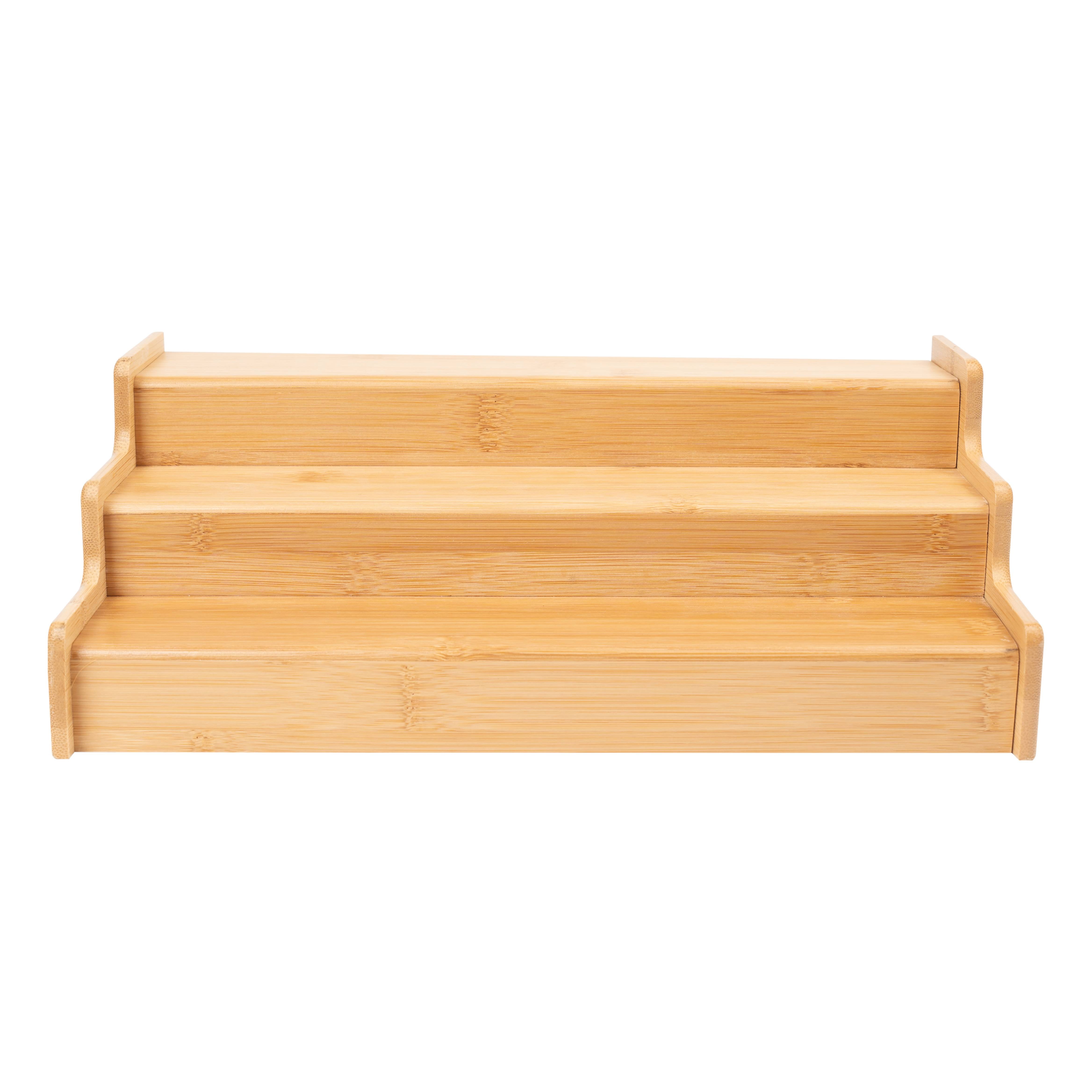 Natural Bamboo 3-Tier Expandable Spice Rack Organizer