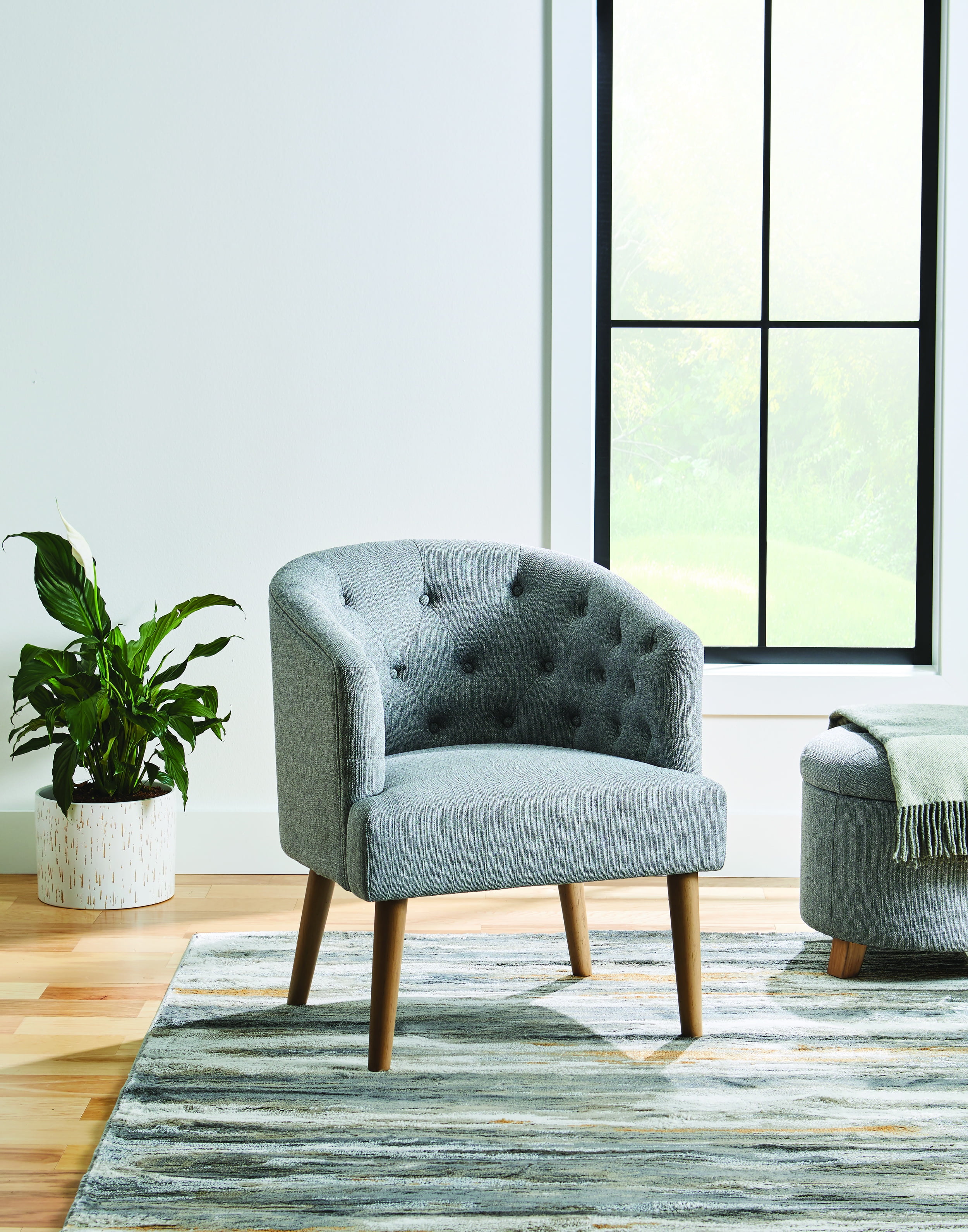 Better Homes Gardens Barrel Accent Chair, Gray Linen
