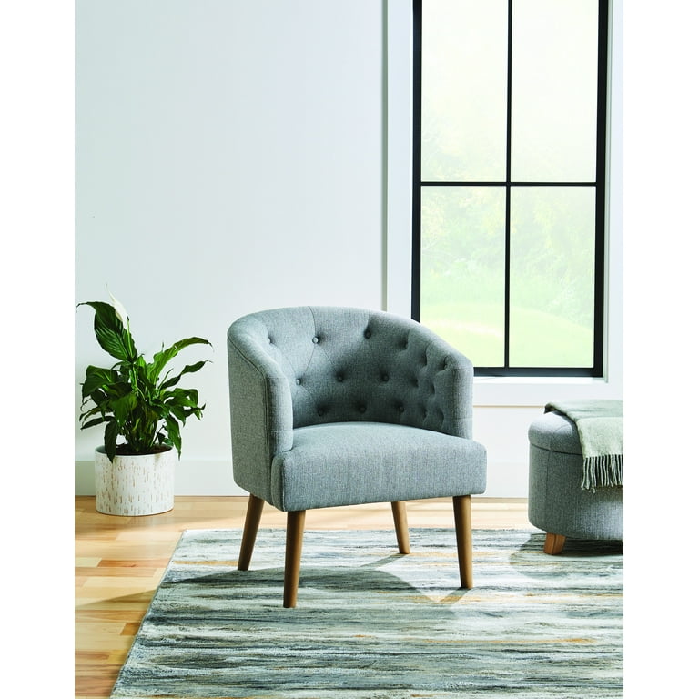 Better Homes Gardens Barrel Accent Chair, Gray Linen