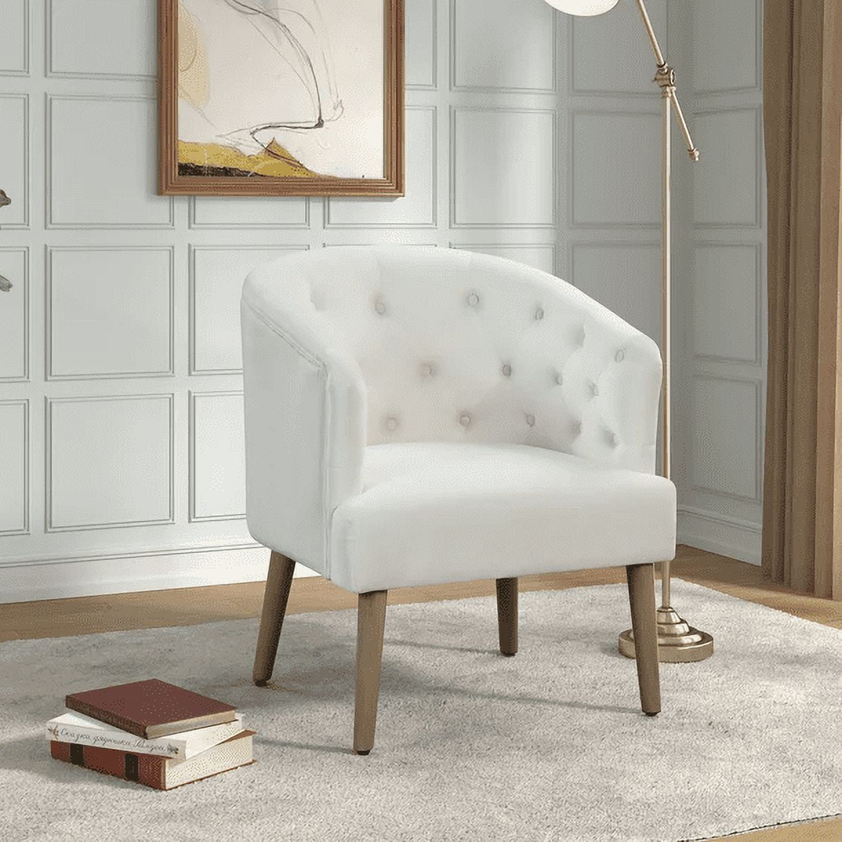 Beige barrel accent chair deals
