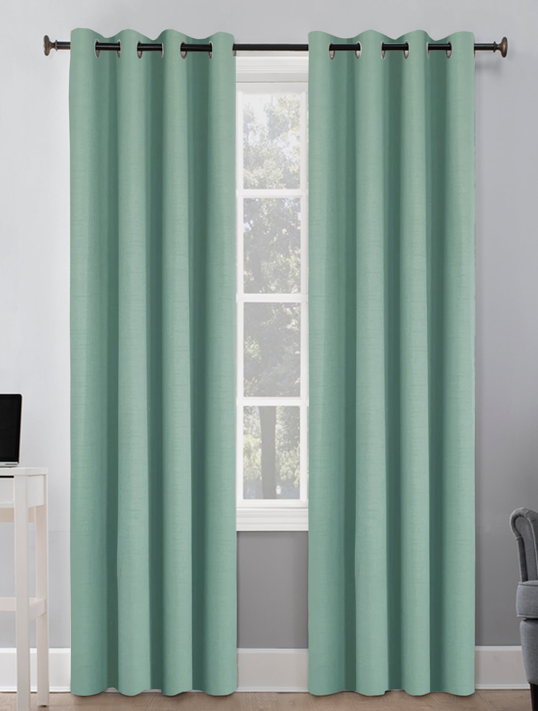 Better Homes & Gardens Basketweave Curtain Panel, 50" x 95", Aqua