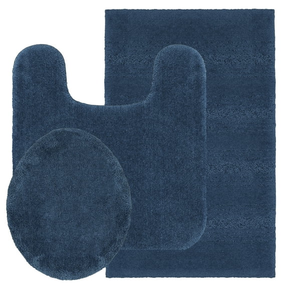 Better Homes & Gardens Bath Rug 3-Piece Set, Baltic Blue, U-Lid ...